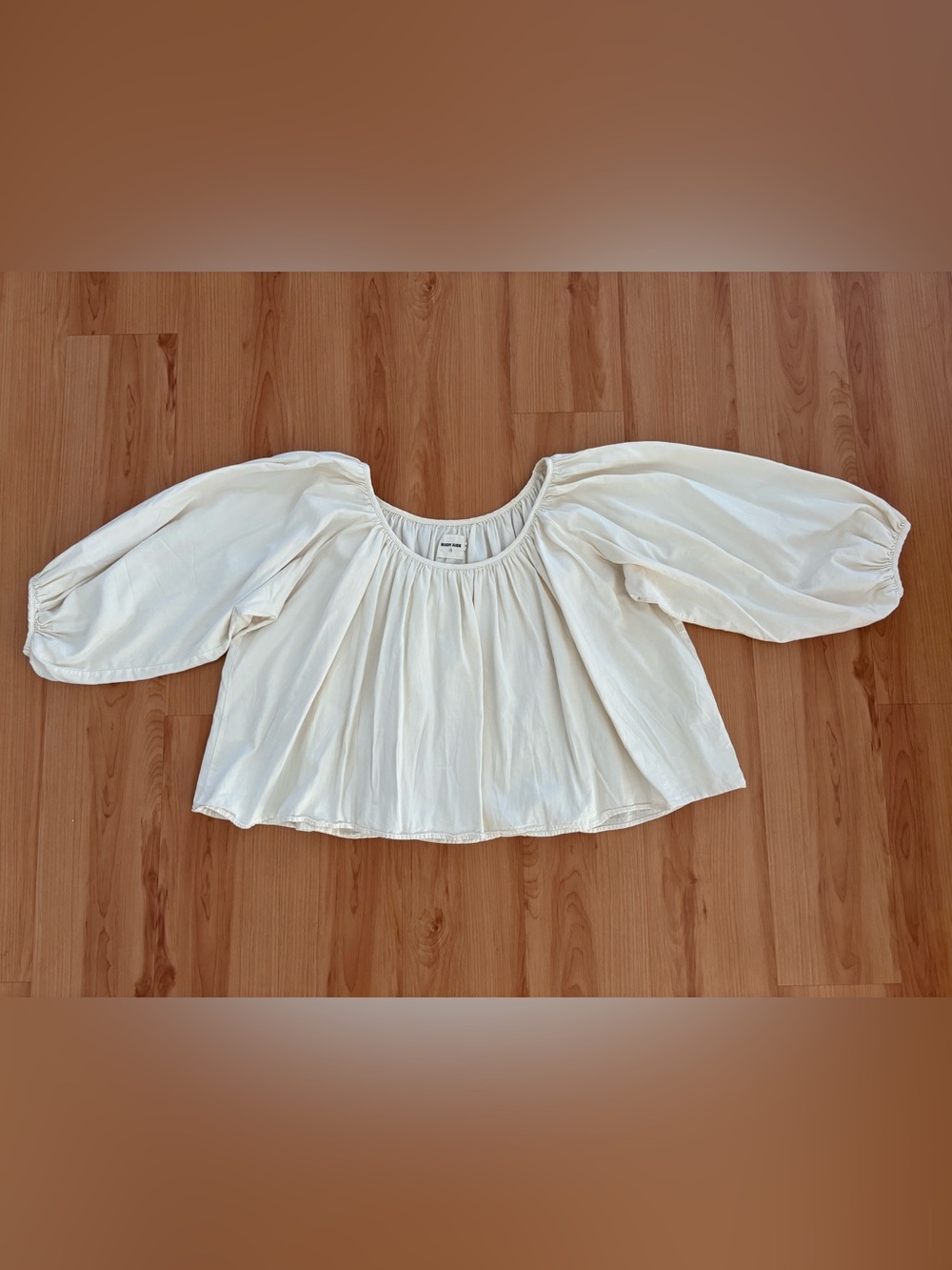 Rudy Jude Cream Gathered Scoop Neck Blouse